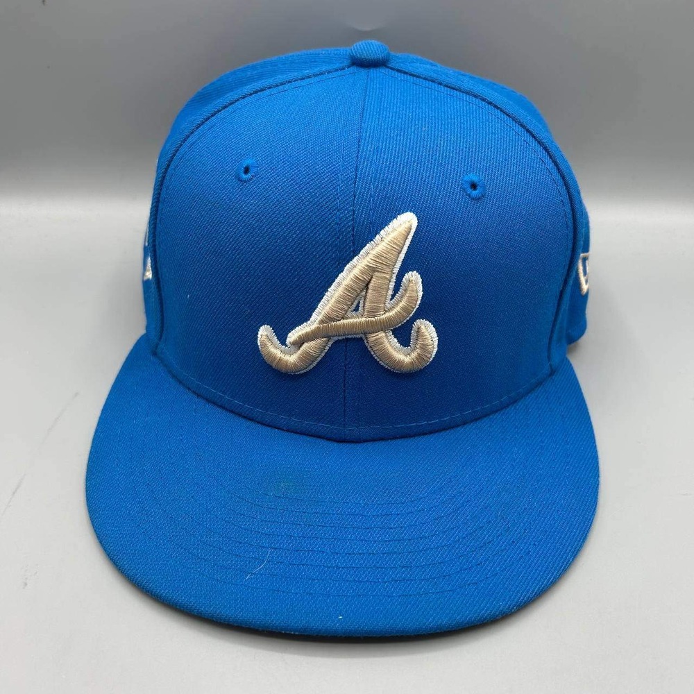 Atlanta Braves MLB Hat Men 7 1/4 Blue World Series 59Fifty New Era Fitted Cap